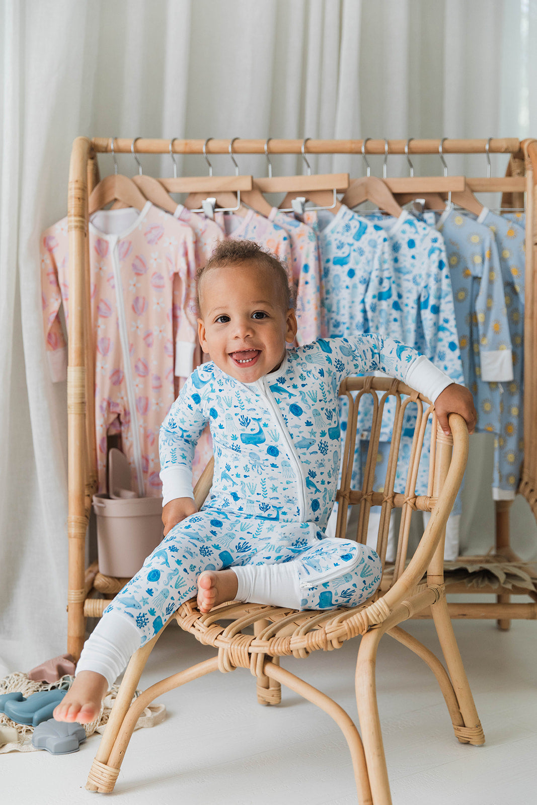 Zippered Romper in Under the Sea - Blue