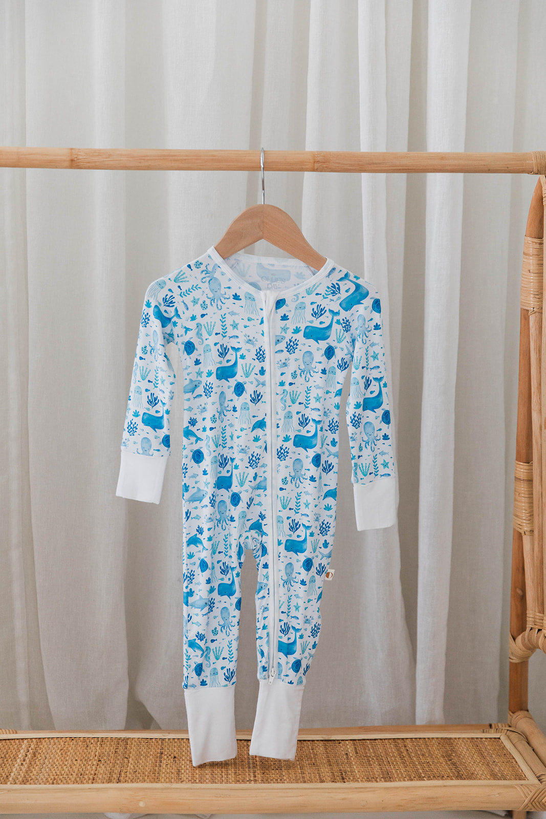 Zippered Romper in Under the Sea - Blue