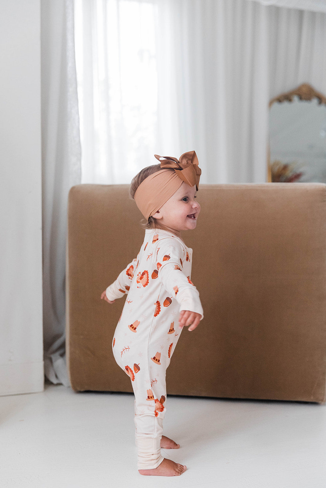 Zippered Romper in Turkey Trot