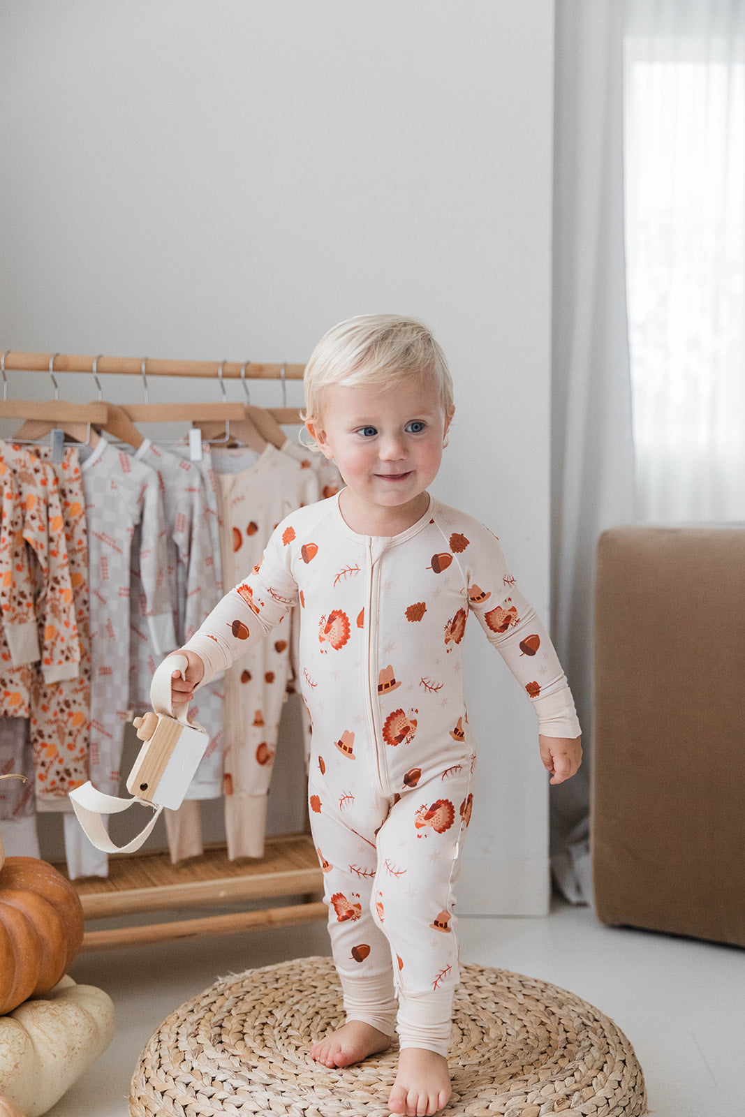 Zippered Romper in Turkey Trot
