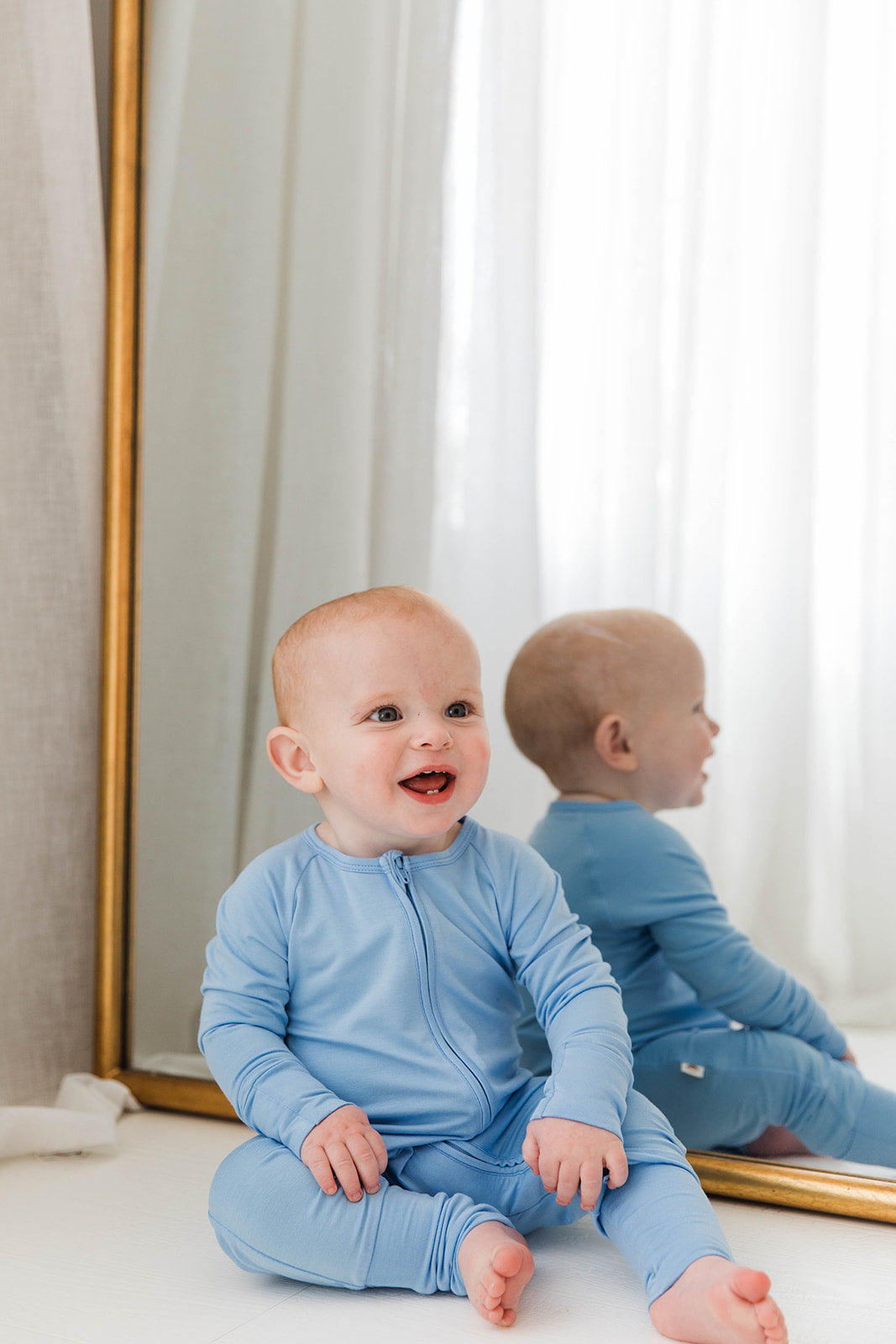 Zippered Romper in Sky