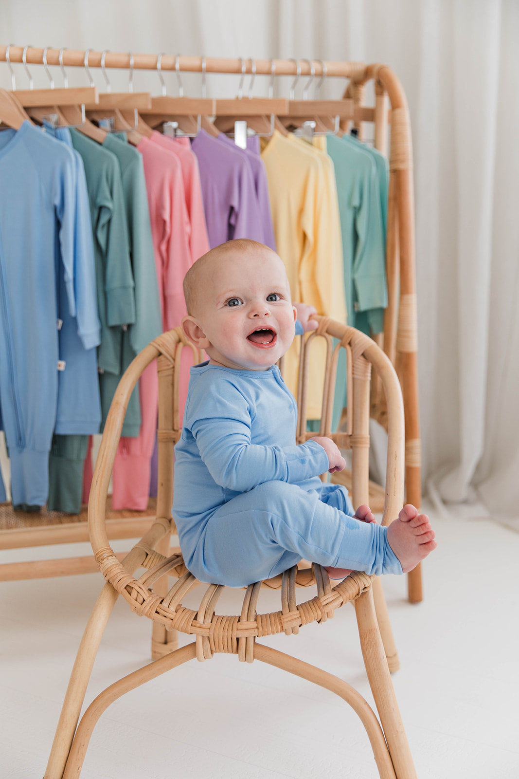 Zippered Romper in Sky