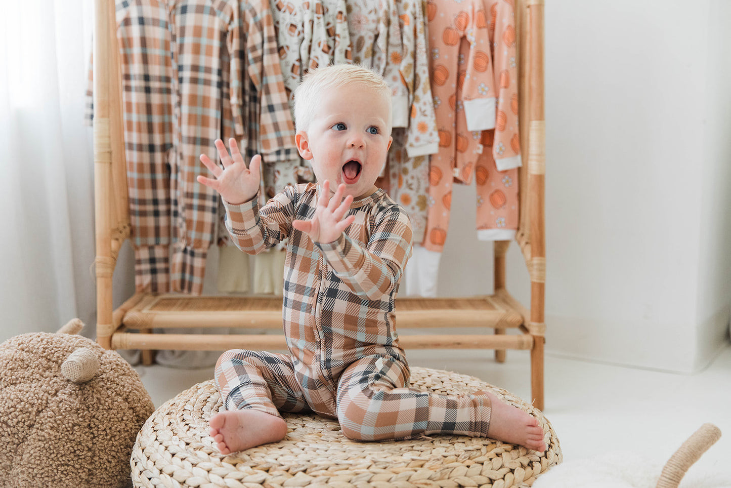 Zippered Romper in Autumn Plaid