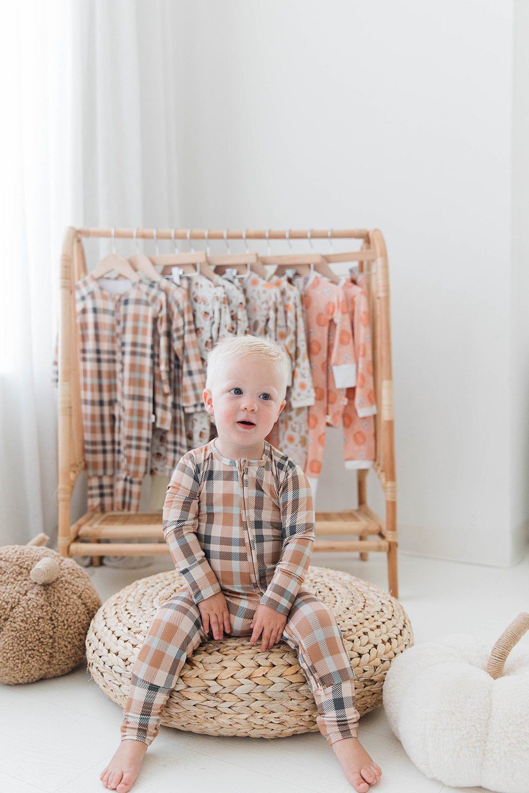Zippered Romper in Autumn Plaid
