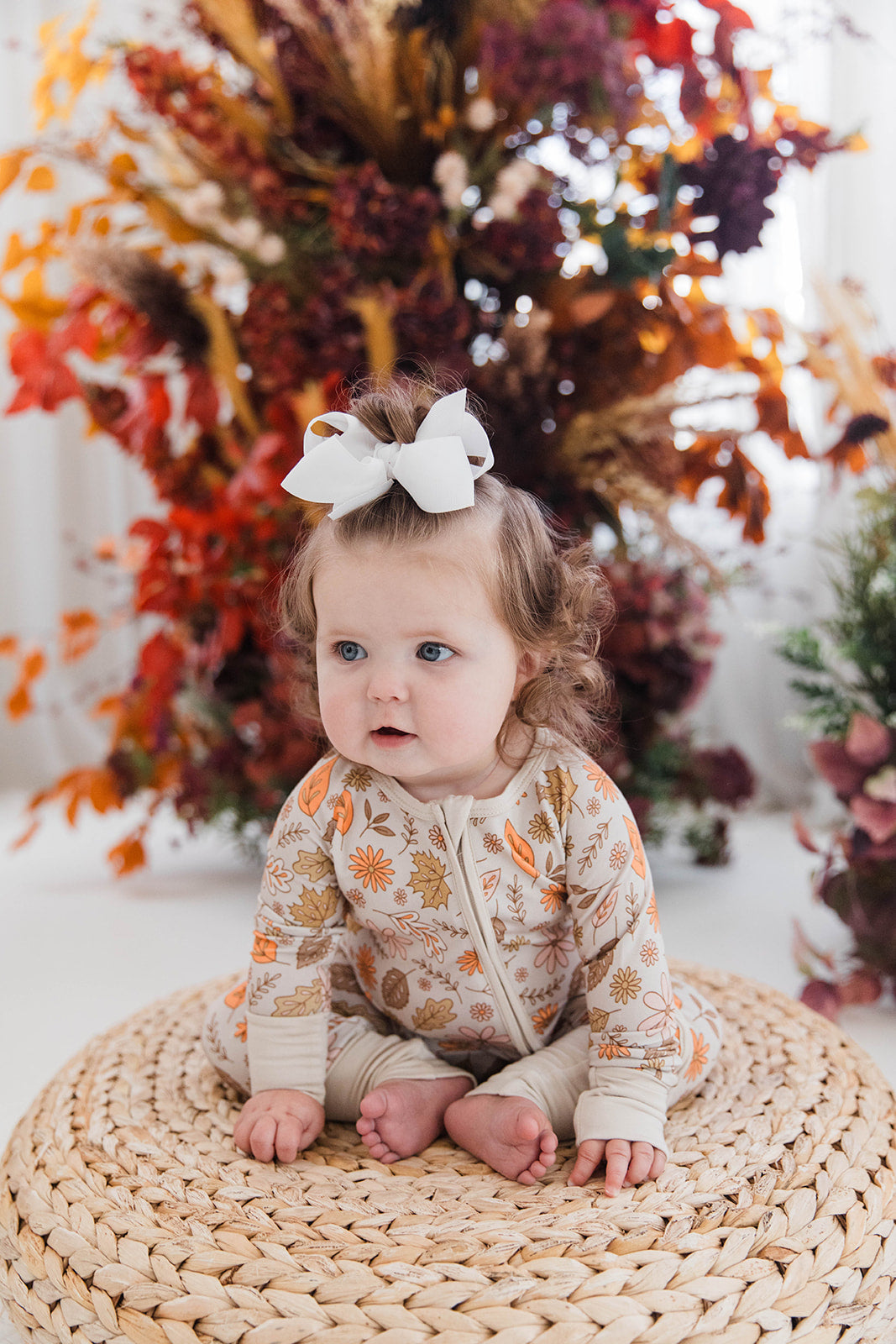 Zippered Romper in Fall Leaves