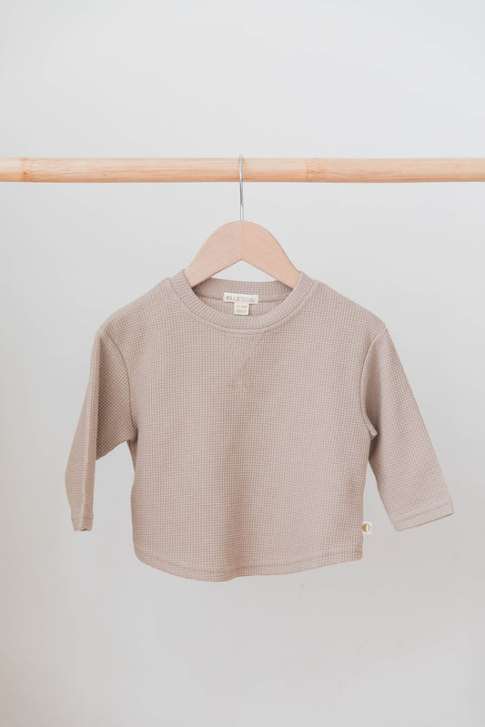 Long Sleeve Waffle Tee - Beige