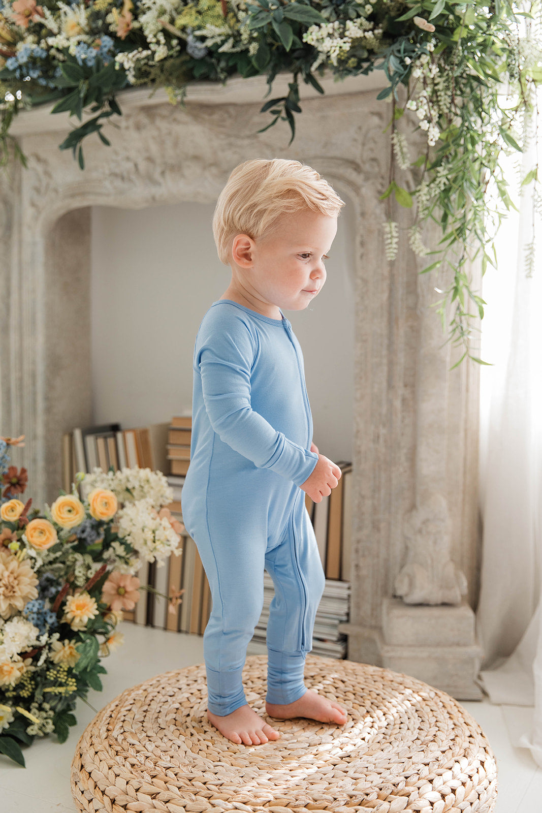 Zippered Romper in Sky