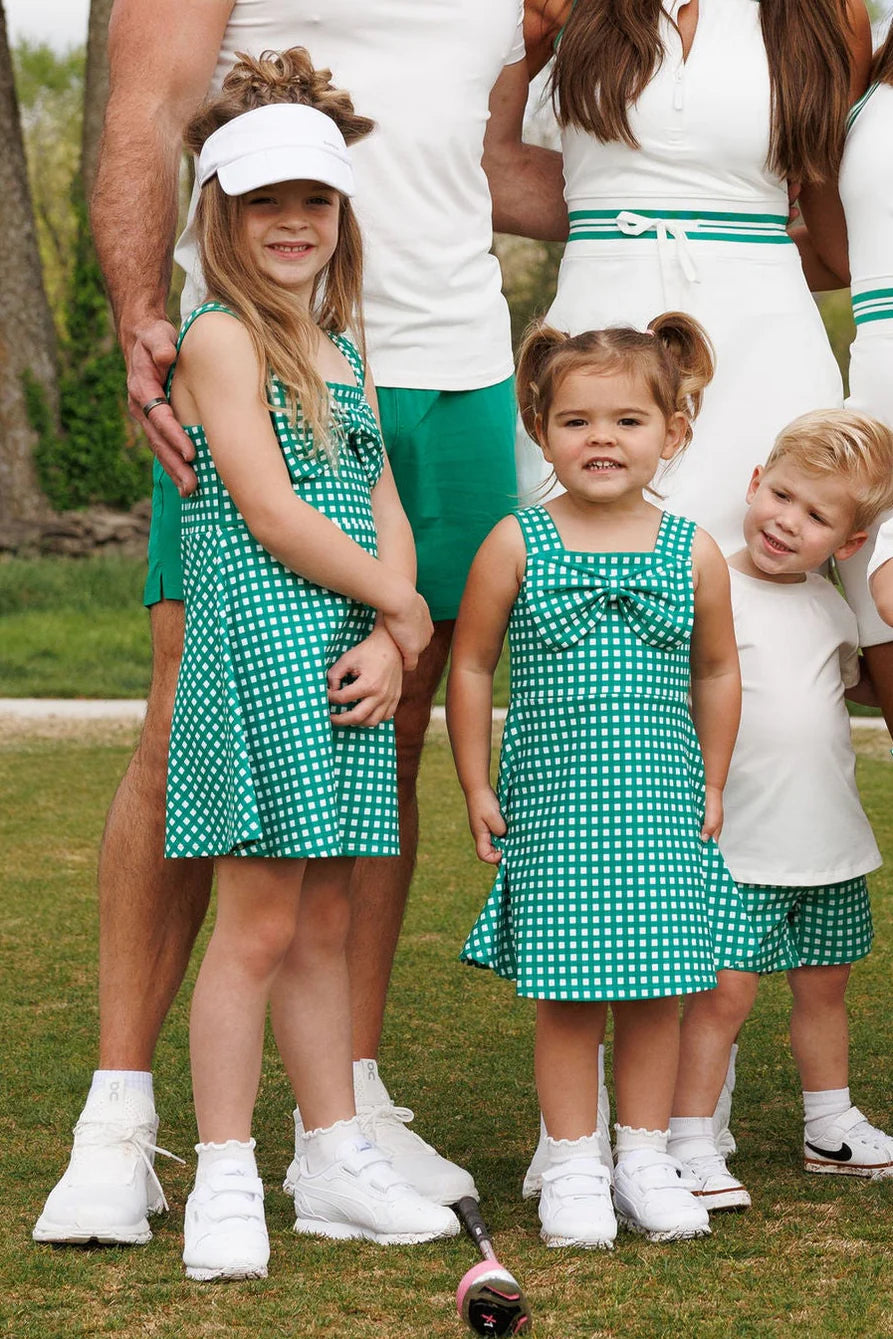 Dream Big Bow Dress - Golf Green Gingham