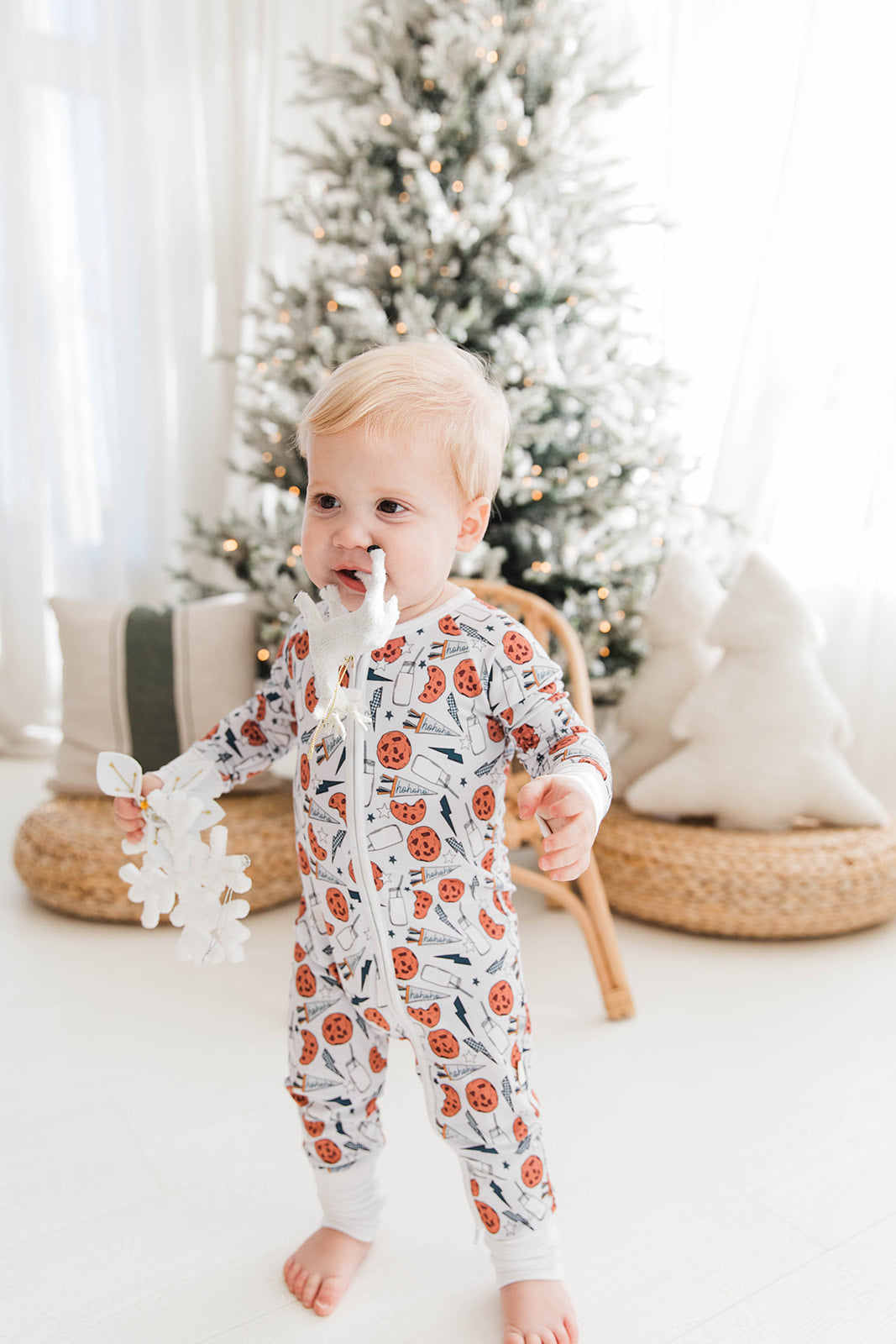 Zippered Romper in Milk and Cookies - Grey