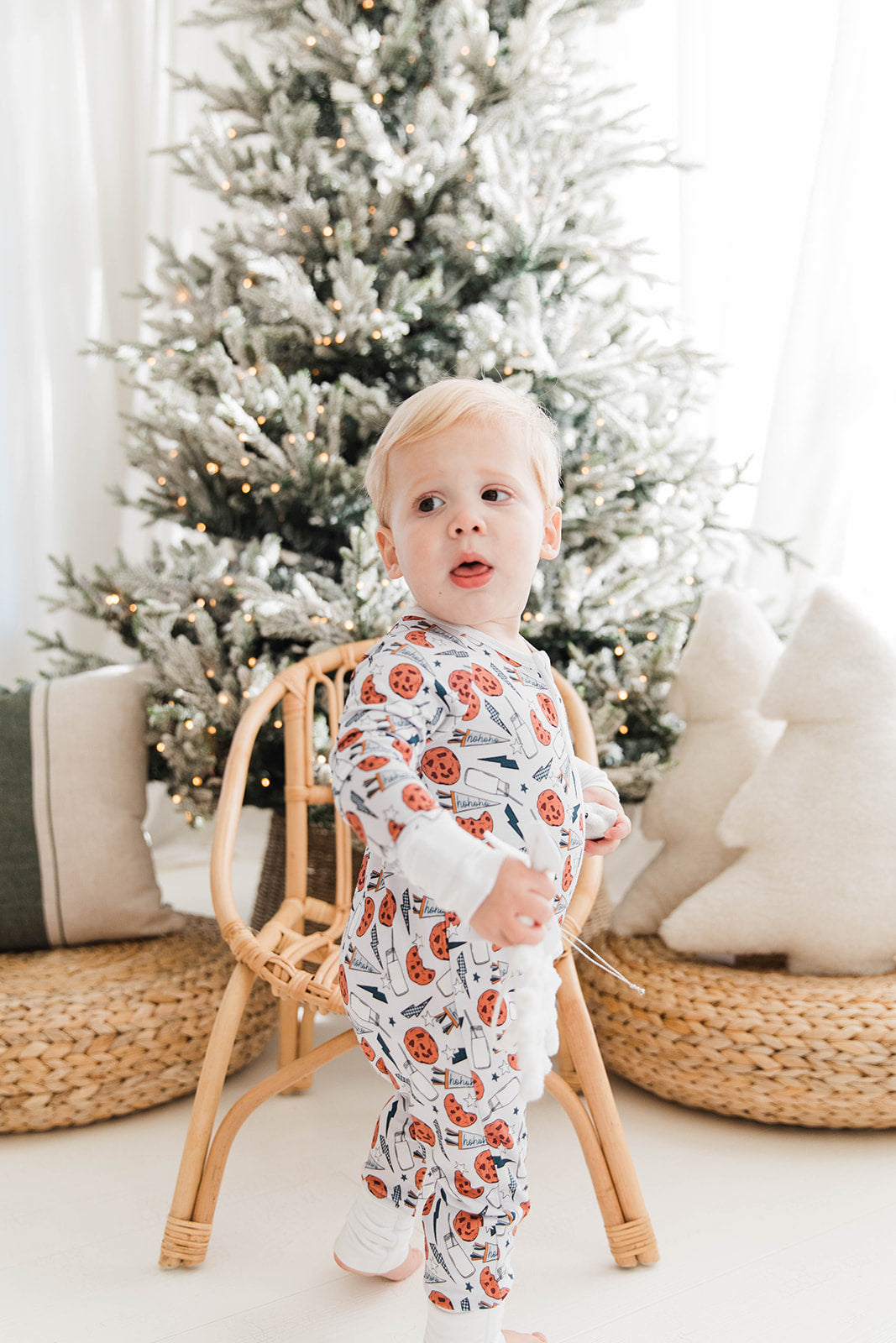 Zippered Romper in Milk and Cookies - Grey