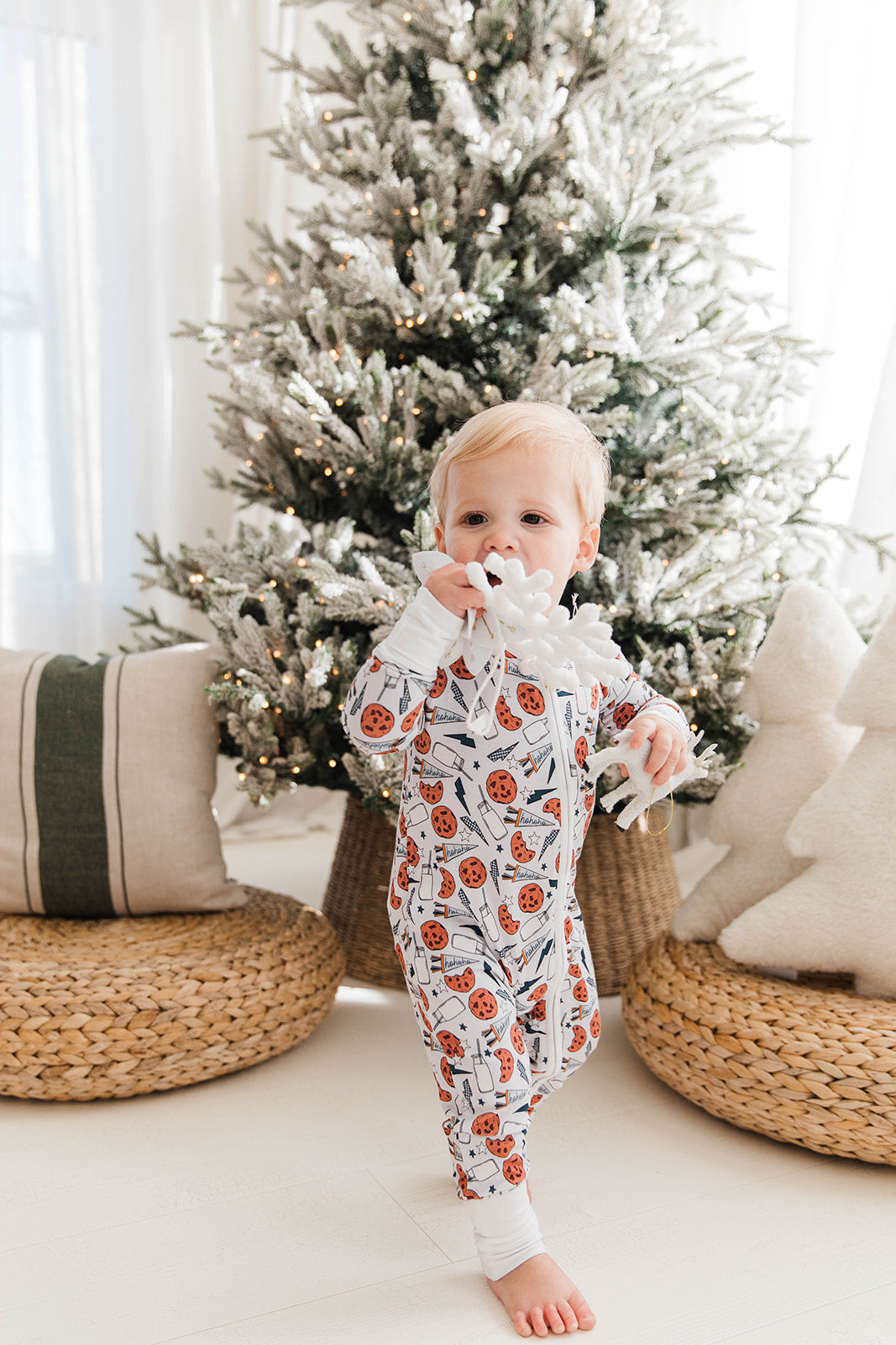 Zippered Romper in Milk and Cookies - Grey