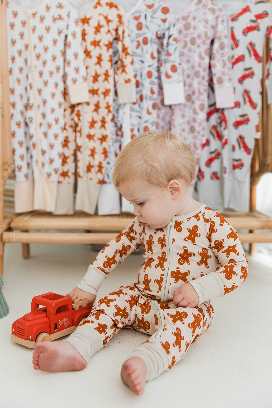 Zippered Romper in Gingerbread Man