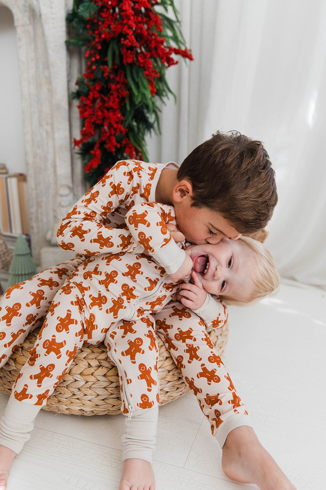 Zippered Romper in Gingerbread Man