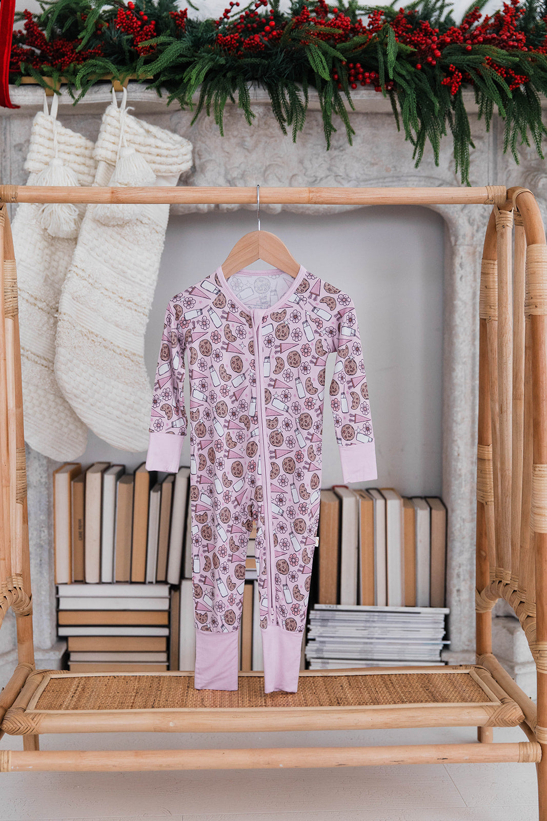 Zippered Romper in Milk and Cookies - Pink