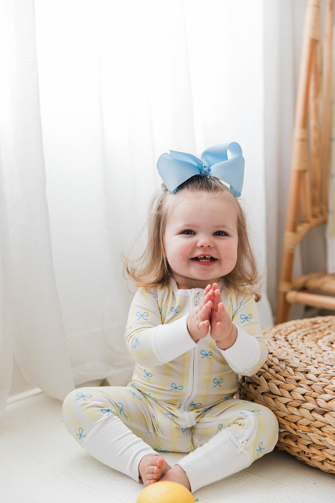 Zippered Romper in Lemoncello Check