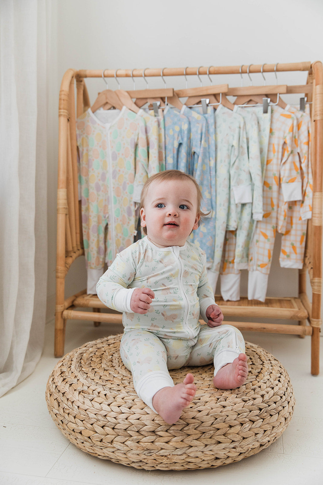 Zippered Romper in Sage Bunny Trail