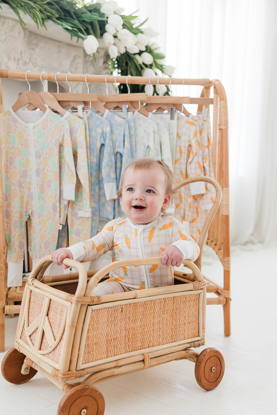 Zippered Romper in Carrot Patch Plaid
