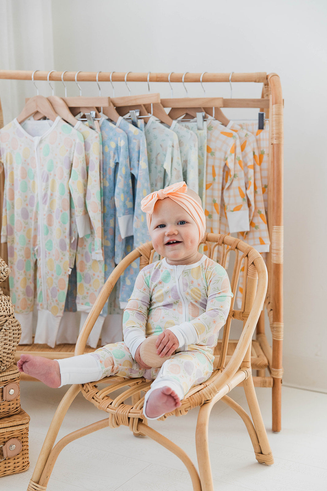 Zippered Romper in Pastel Egg Meadow