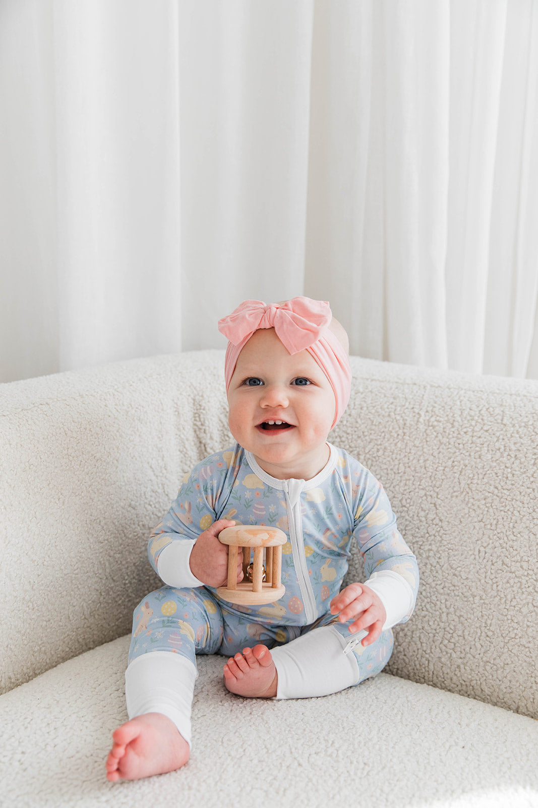 Zippered Romper in Bunny Blossom Meadow