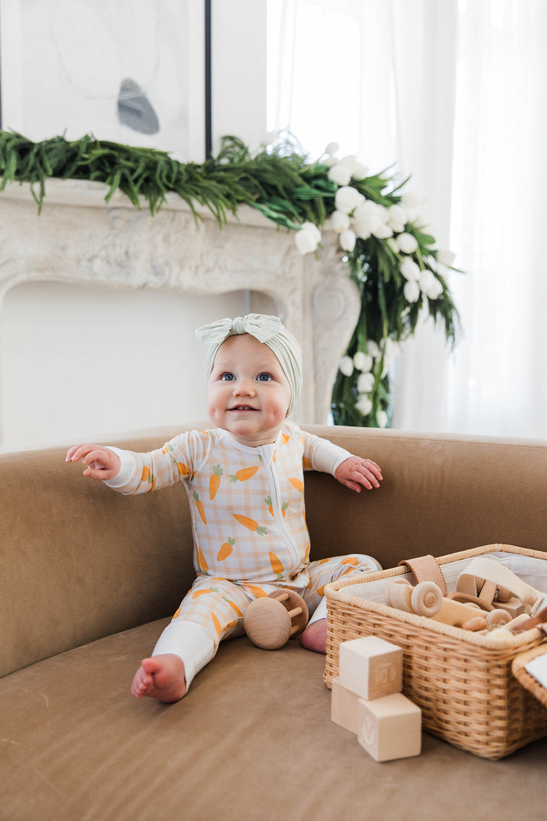 Zippered Romper in Carrot Patch Plaid