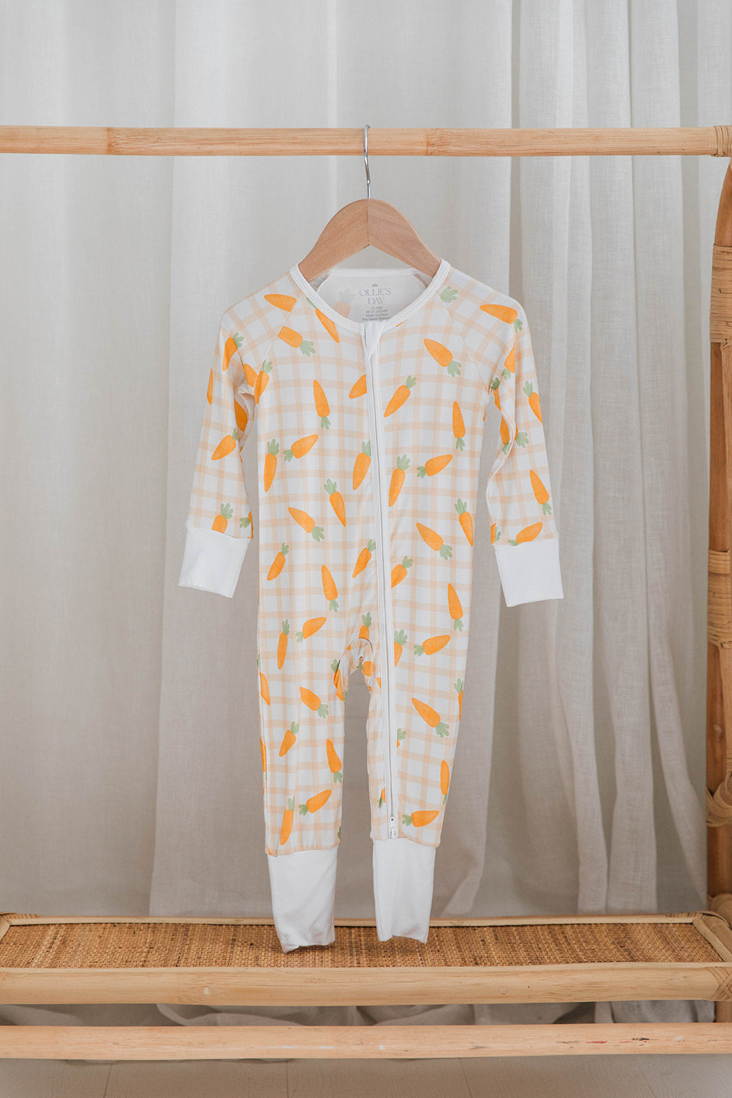 Zippered Romper in Carrot Patch Plaid