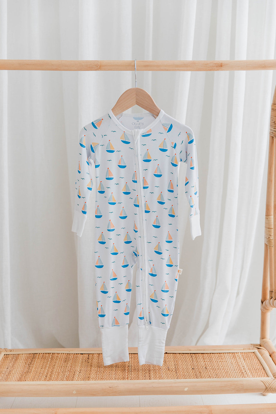 Zippered Romper in Coastal Breeze