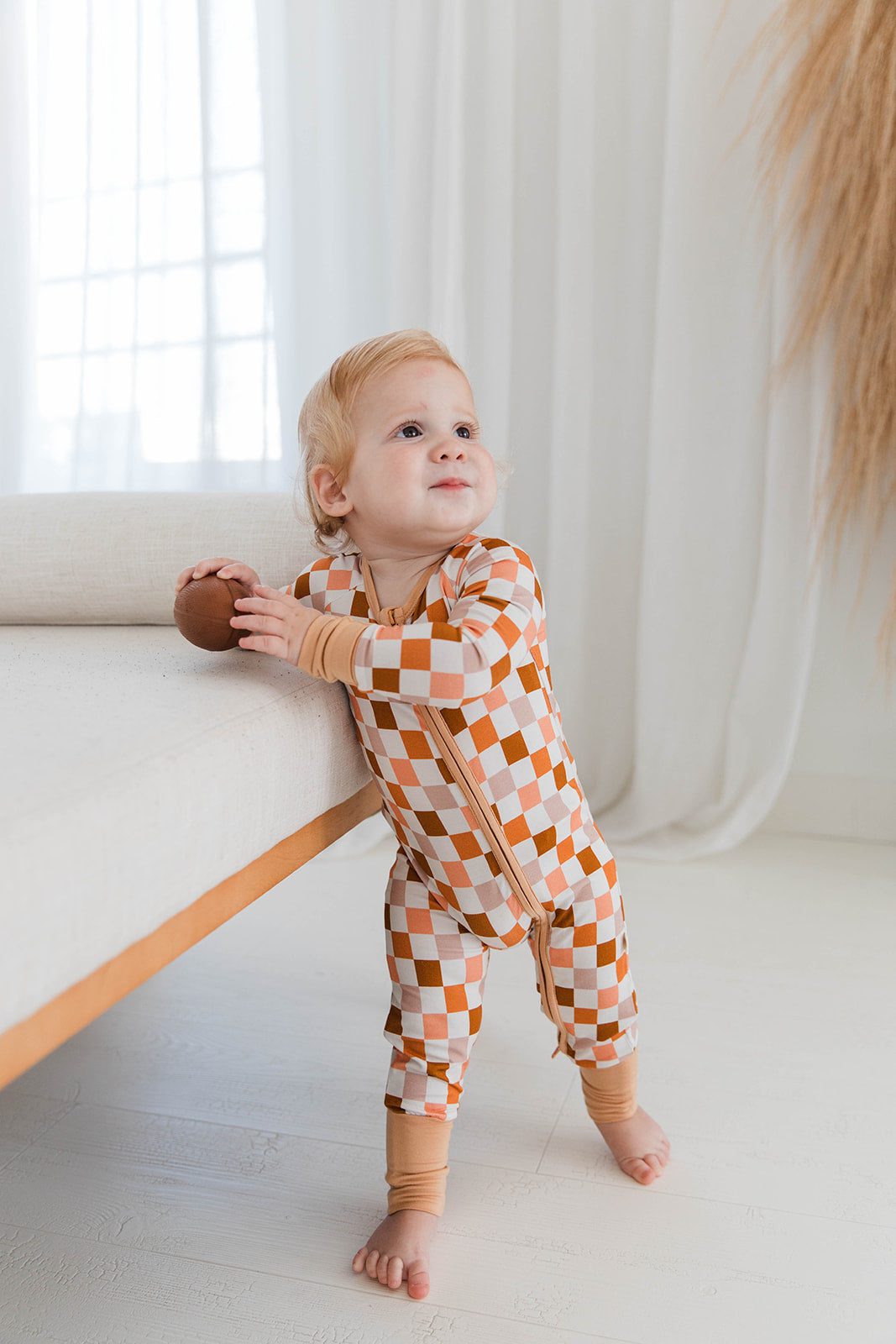 Zippered Romper in Pumpkin Spice