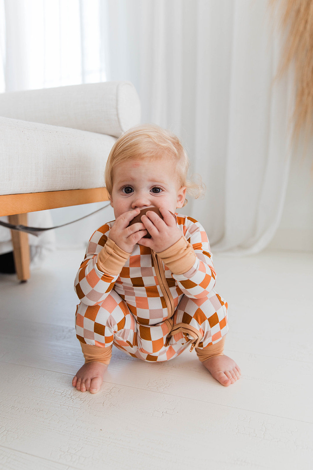 Zippered Romper in Pumpkin Spice