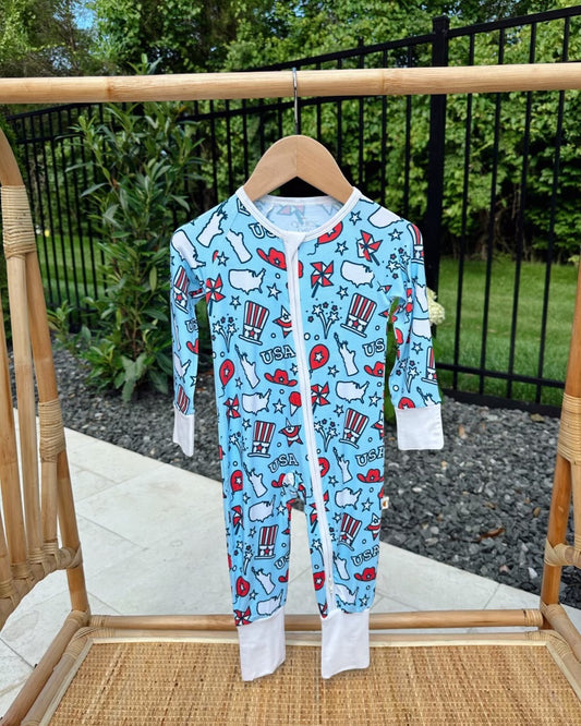 Zippered Romper in Lady Liberty