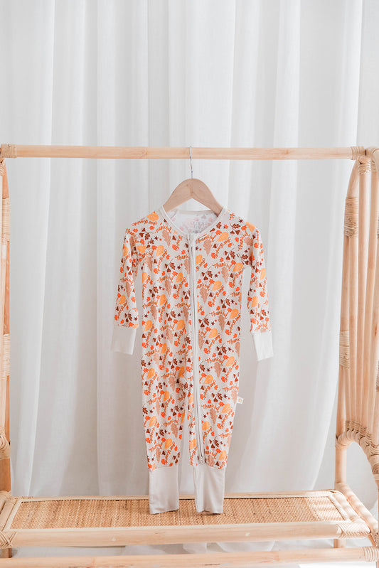 Zippered Romper in Maple Magic
