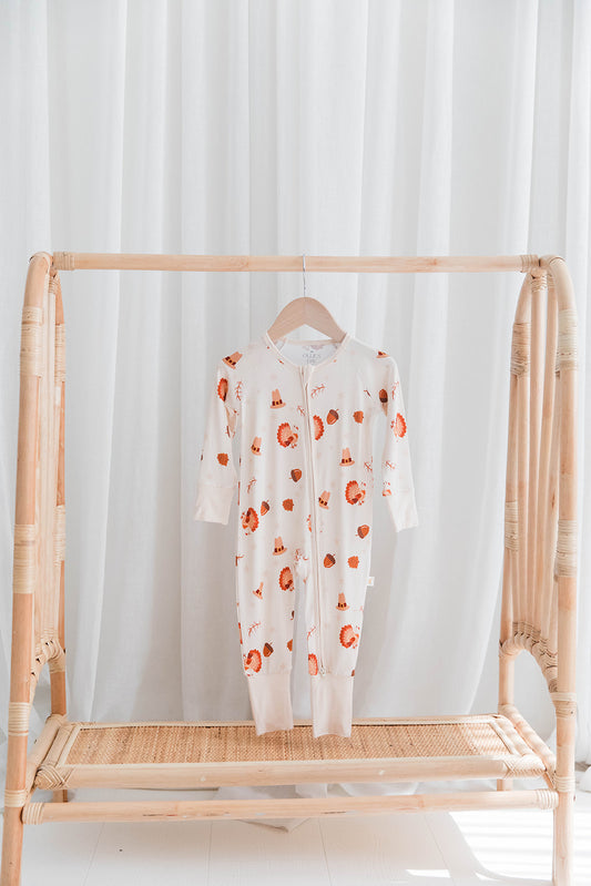 Zippered Romper in Turkey Trot