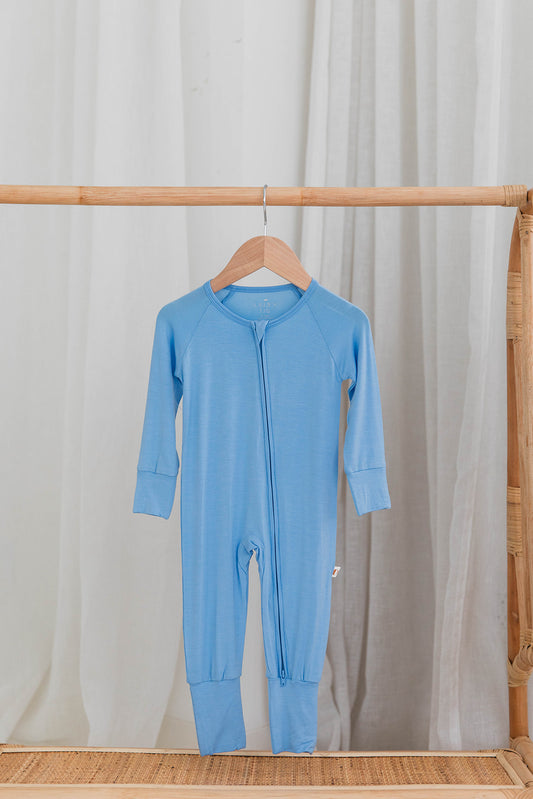 Zippered Romper in Sky