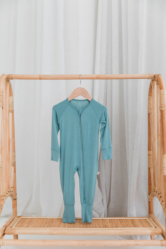 Zippered Romper in Sea