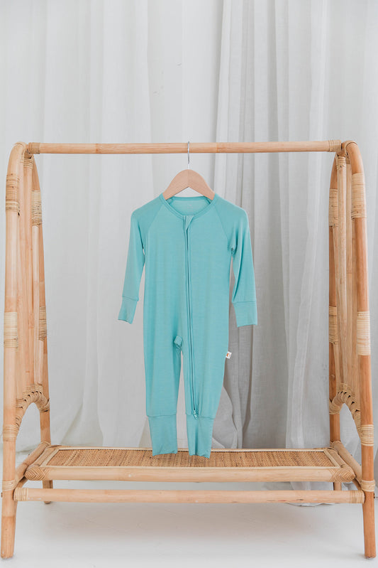 Zippered Romper in Mint