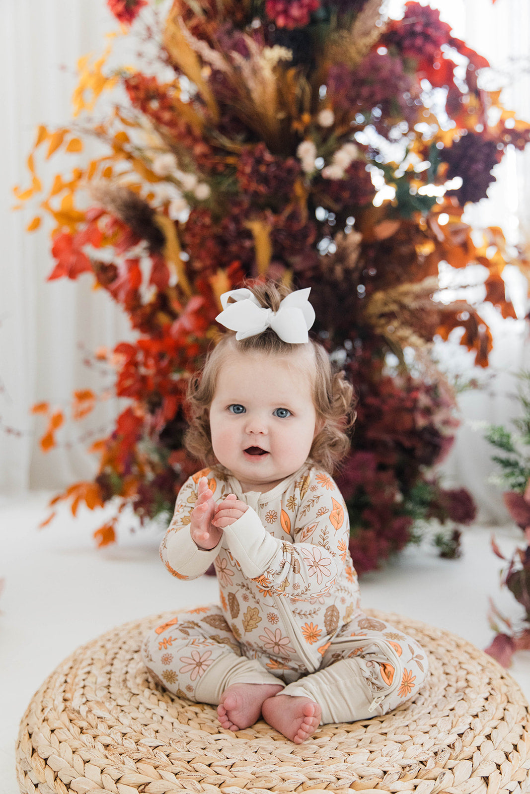 Zippered Romper in Fall Leaves
