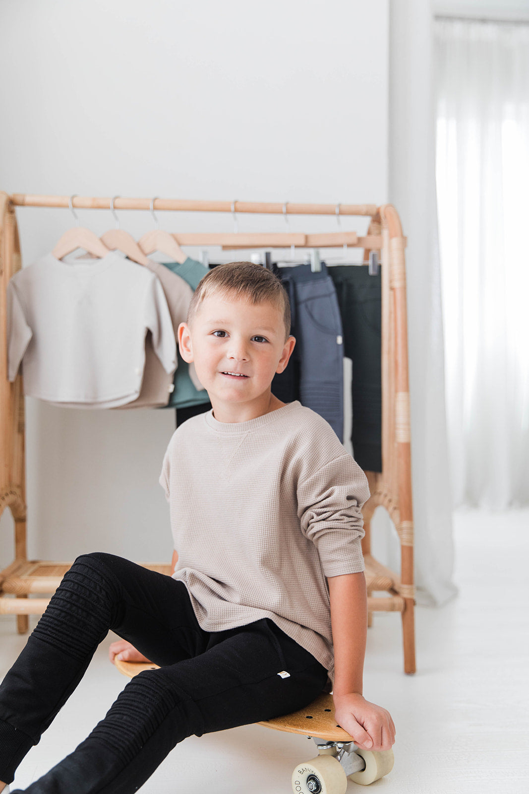 Long Sleeve Waffle Tee - Beige
