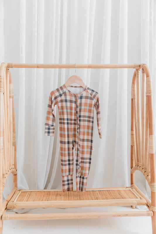 Zippered Romper in Autumn Plaid