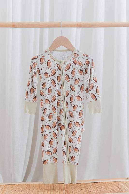 Zippered Romper in Football