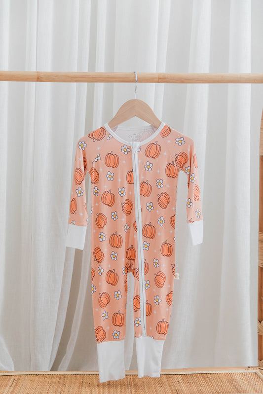 Zippered Romper in Pumpkin