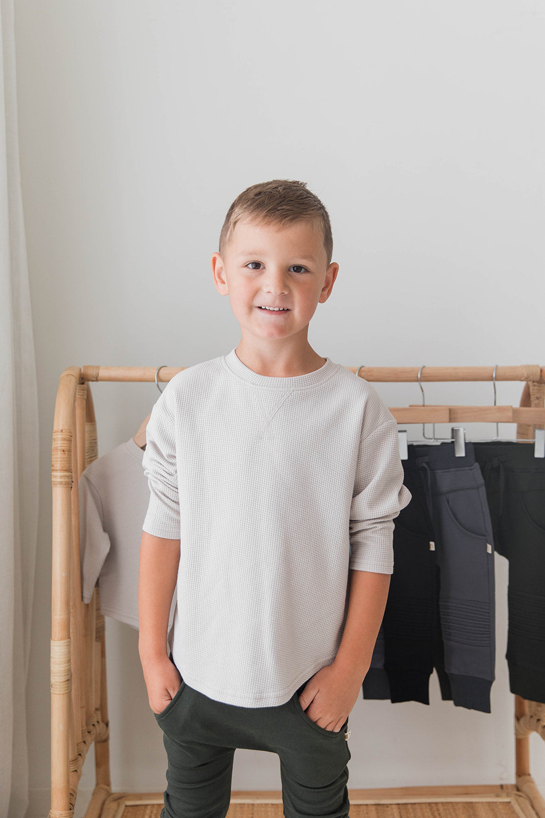 Long Sleeve Waffle Tee - Cream