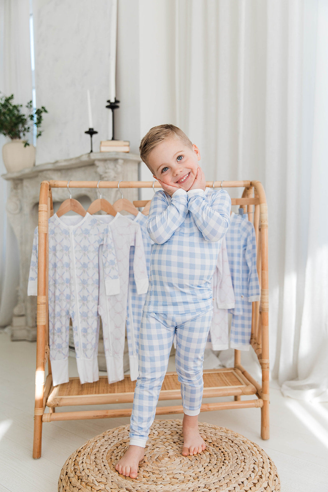 Two Piece Set in Blue Gingham