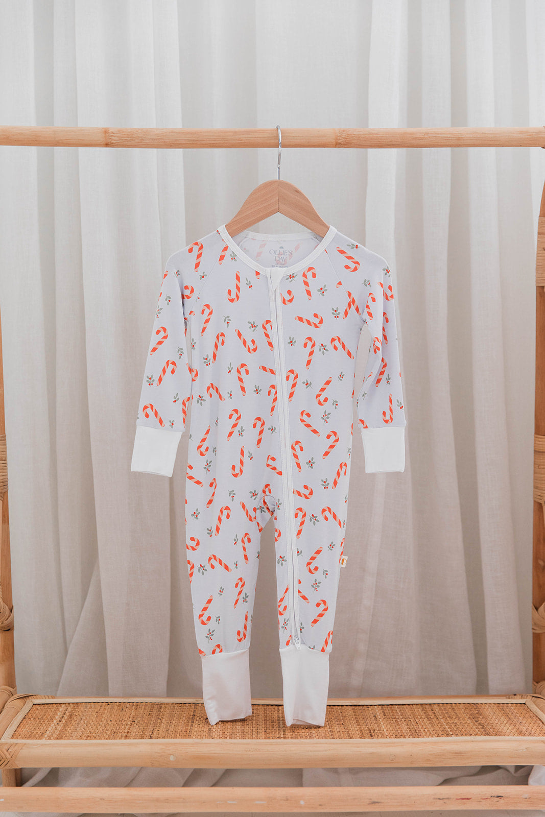 Zippered Romper in Candy Cane