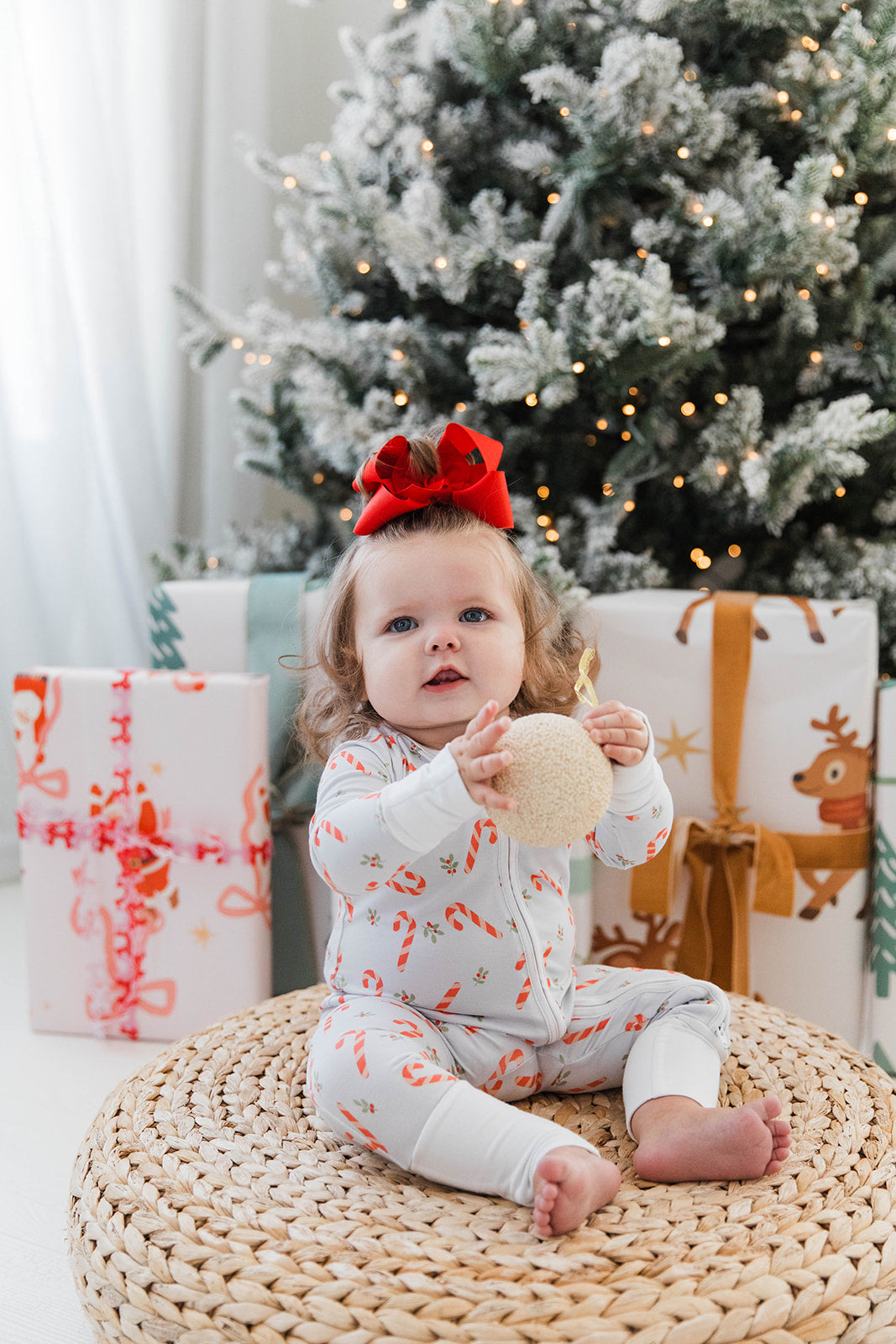 Zippered Romper in Candy Cane