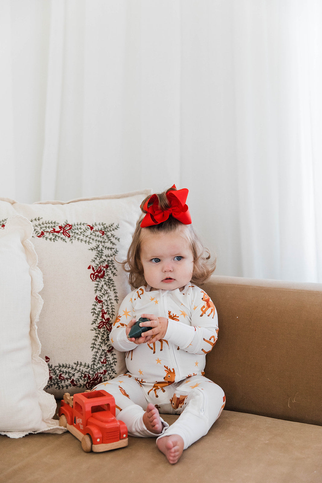 Zippered Romper in Reindeer Run