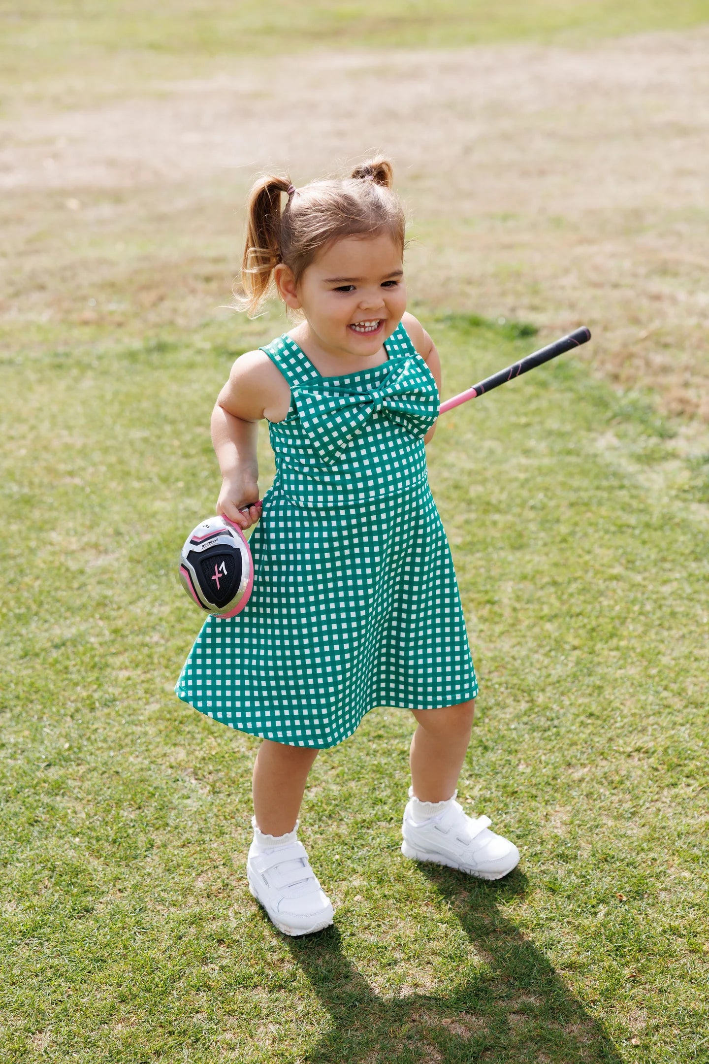 Dream Big Bow Dress - Golf Green Gingham