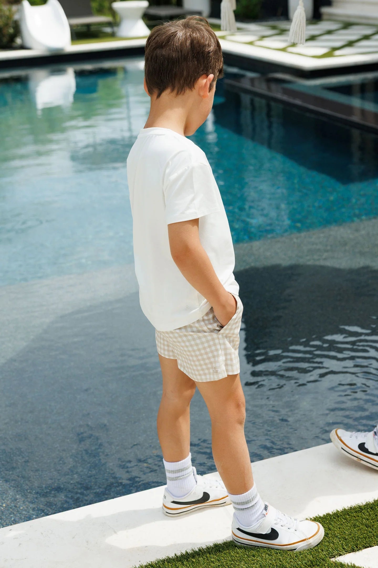 Mini Power Short - Neutral Gingham