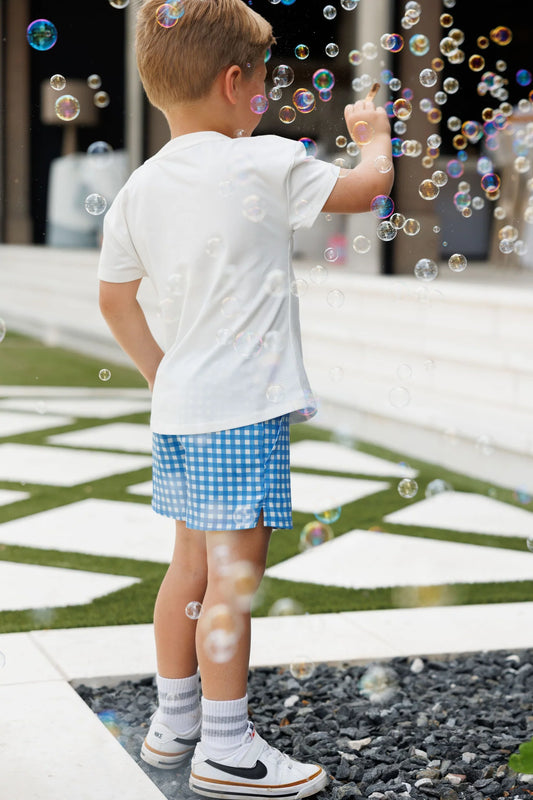 Mini Power Short - Coastal Blue Gingham