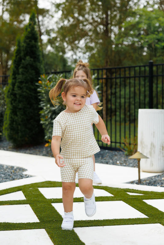 Tied with a Bow Set - Neutral Gingham